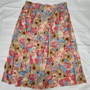 Sag Harbor Woman Skirt Women's 1X Pink/Tan/Blue Print